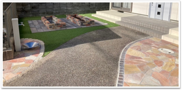 乱形石貼りで華やかな庭に～